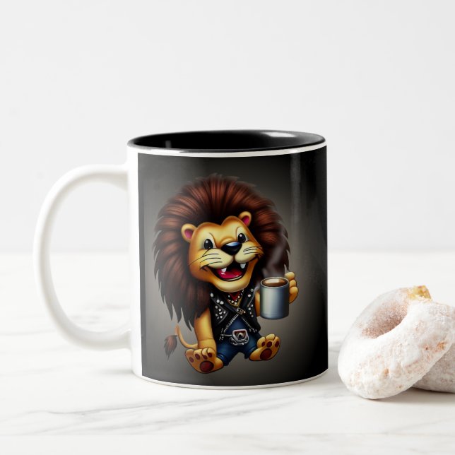 LIFE IS BETTER WITH A COFFEE, LION ZWEIFARBIGE TASSE (Mit Donut)