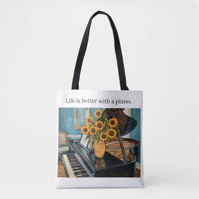 Life is better with a piano - awesome totebag! (Vorderseite)