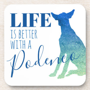 Life is Better with a Podenco Silhouette Getränkeuntersetzer