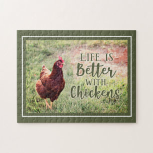 Life is Better with Chickens   Rooster Typography Puzzle