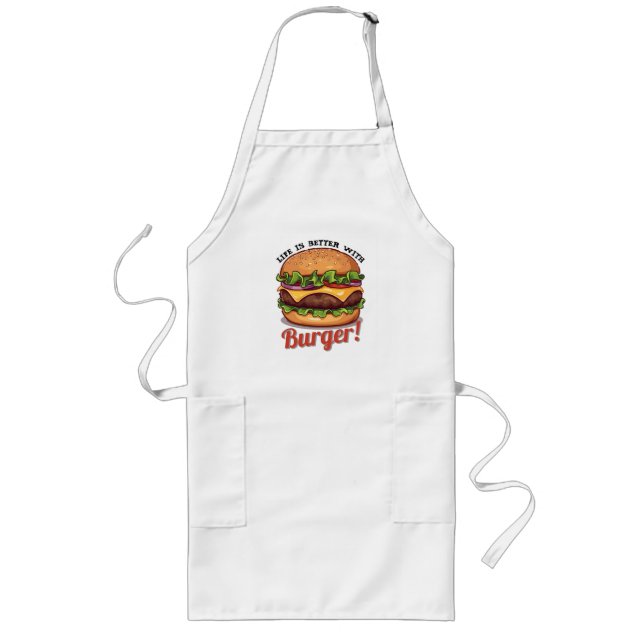 Life Is Better With cooking  Burger Apron Lange Schürze (Vorne)