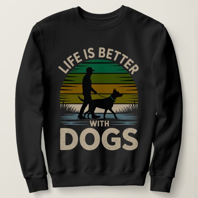 Life Is Better With Dogs Women’s Retro Sunset Swea Sweatshirt (Design vorne)