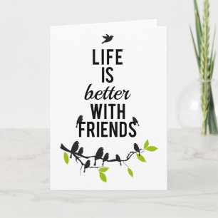 Life is better with friends, with birds on tree karte