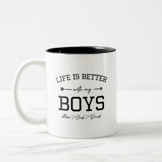 Life is Better with my Boys Zweifarbige Tasse