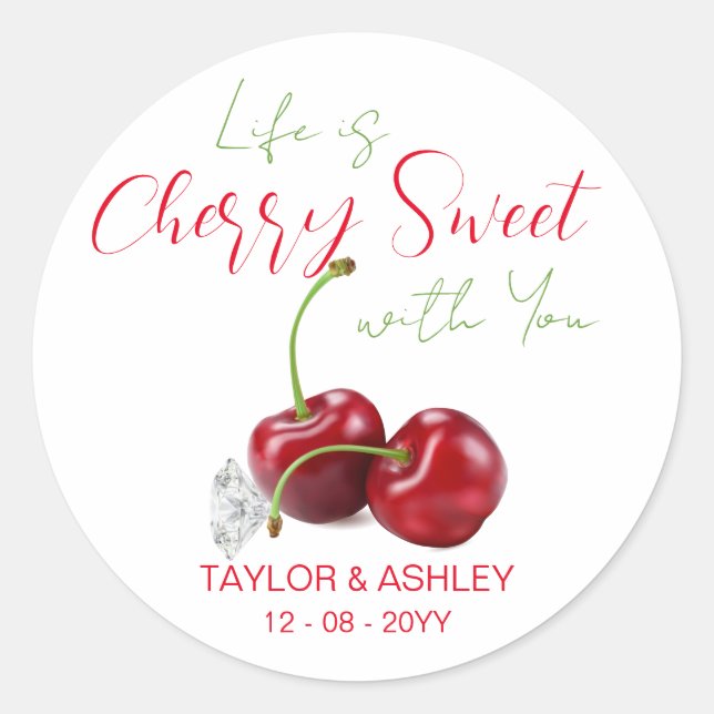 Life Is Cherry Sweet Runder Aufkleber (Vorderseite)
