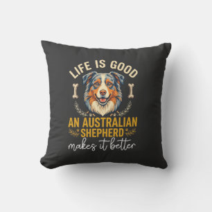 Life Is Good Australian Shepherd Hundeknochen Kissen