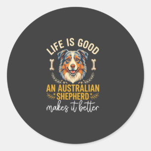 Life Is Good Australian Shepherd Hundeknochen Runder Aufkleber