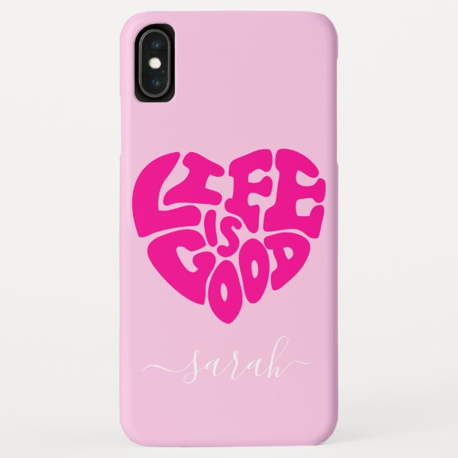 Life is Good Heart Individuelle Name Case iPhone F (Rückseite)
