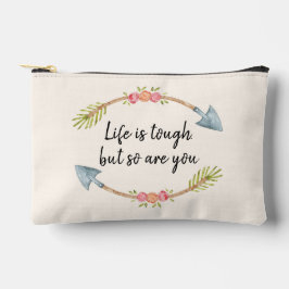 Life is Tough Watercolor Floral Arrow Cream Zubehörtasche