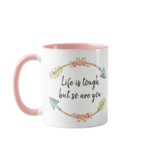 Life is Tough Watercolor Floral Arrow Pink