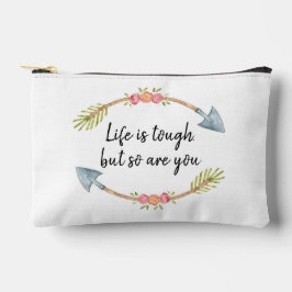 Life is Tough Watercolor Floral Arrow Pink Zubehörtasche