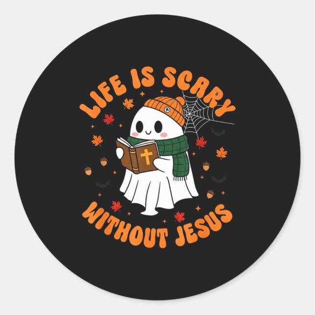 Life Is Y Without Jesus - Christian Halloween  Runder Aufkleber (Vorderseite)