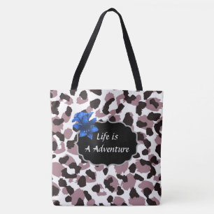 Life ist ein Abenteuer-Maroon-Tierdruckerei-Tasche