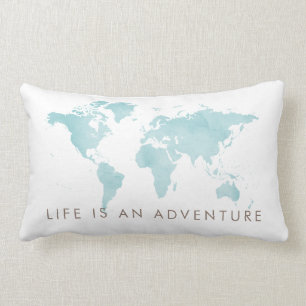 Life ist ein Adventure Aquamarin Blue World Map Lendenkissen