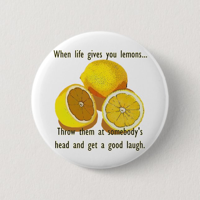 Life Lemons Dark Spaß Funny Yellow Frucht Button (Vorderseite)