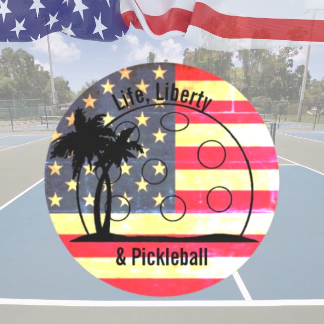 Life Liberty & Pickleball Patriotic Runder Aufkleber (Von Creator hochgeladen)