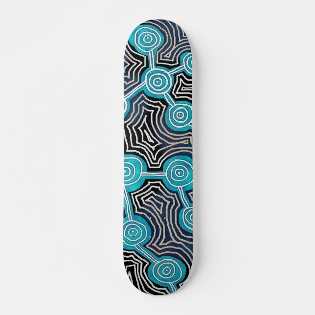 Life Lines Aborigines abstraktes Muster Skateboard (Vorne)