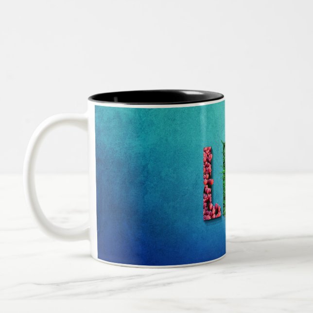 Life Man Woman Blue Sky Water Frucht Food Snow Sea Zweifarbige Tasse (Links)