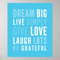 LIFE MANTRA positive moderne Typografie Aqua Blue