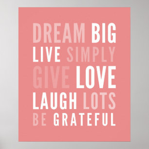 LIFE MANTRA positive moderne Typografie fett Koral Poster