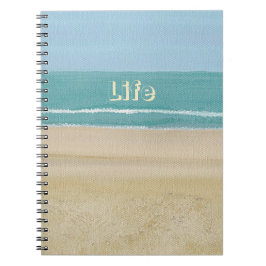 Life, Ocean Waves Beach Sand Journal Notizblock