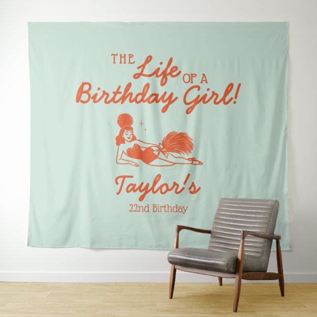Life of a Birthday Girl Party Backdrop Wandteppich (Beispiel (Horizontal))
