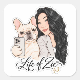 Life of Zie™ | Süßes Haustier-Porträt-Sticker Quadratischer Aufkleber