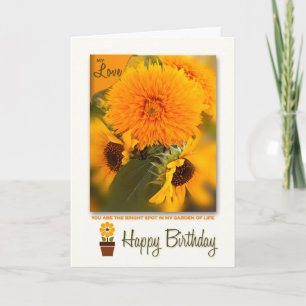 Life Partner Birthday Golden Daisies Bouquet Karte