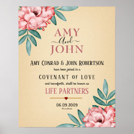 "Life Partners" Liebe Covenant Wedding Certificate Poster