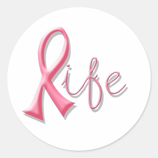Life Pink Ribbon Runder Aufkleber (Vorderseite)