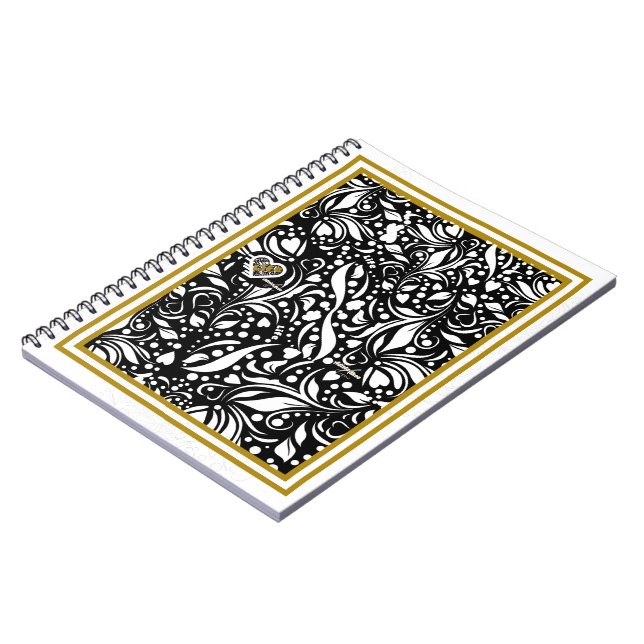 Life Quote Black Paisley Spiral Foto Notebook Notizblock (Linke Seite)
