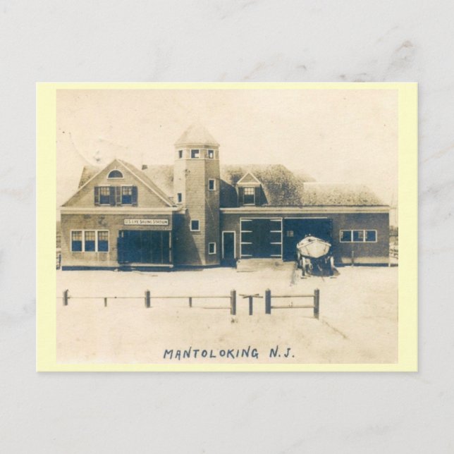 Life Rett Station, Mantoloking, NJ Vintag Postkarte (Vorderseite)