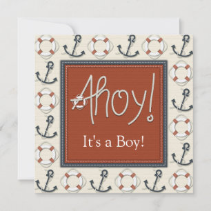 Life Ring Anker Jungen Nautical Baby Shower Einladung