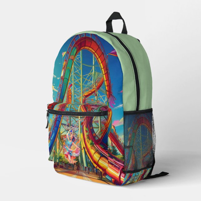 Life,roller coaster, Let's have fun! Bedruckter Rucksack (Rückseitige Ecke Rechts)