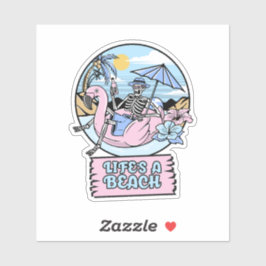 Life’s a Beach Skeleton Flamingo Float Aufkleber