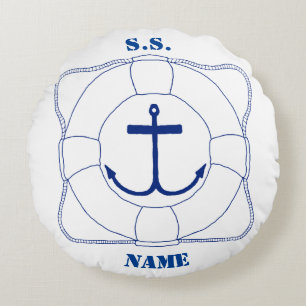 Life Saver/Anchor Pillow (dunkle Printwerbung) Rundes Kissen