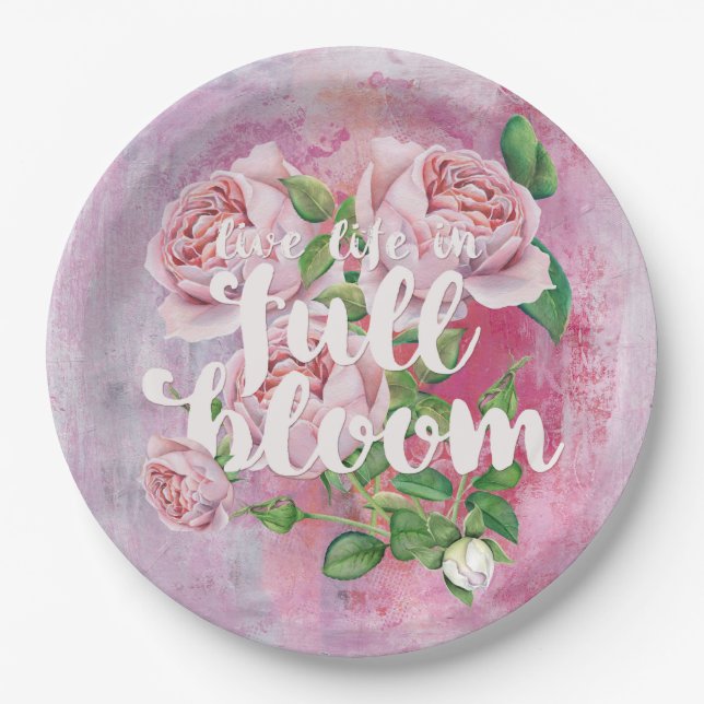 Life-Summer Blume Blumenkohl Sprichwort schön Pappteller (Vorderseite)