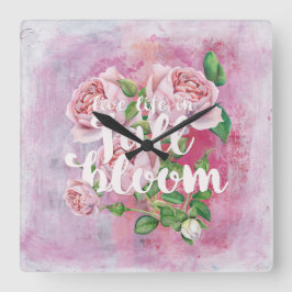 Life-Summer Blume Blumenkohl Sprichwort schön Quadratische Wanduhr