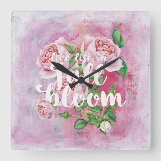 Life-Summer Blume Blumenkohl Sprichwort schön Quadratische Wanduhr (Vorderseite)