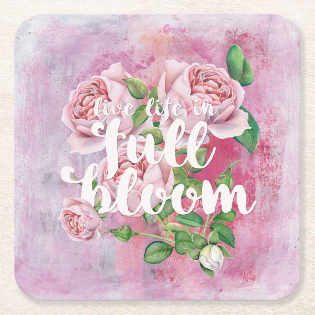 Life-Summer Blume Blumenkohl Sprichwort schön Rechteckiger Pappuntersetzer (Vorderseite)