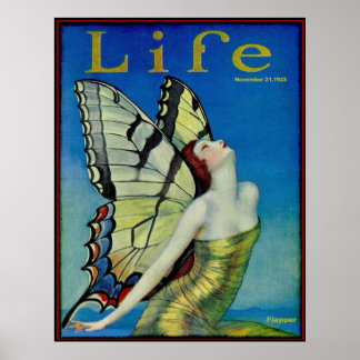 LIFE Vintag 1923 Flapper Butterfly Print Poster