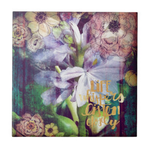 Life Whispers Listen Digital aRt Collage Fliese