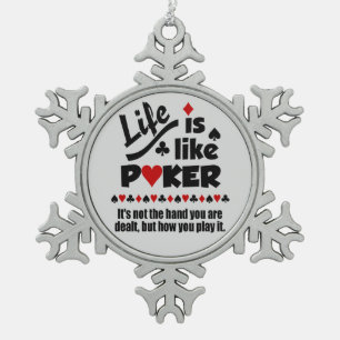 LIFE WIE POKER Weihnachtsschmuck Schneeflocken Zinn-Ornament