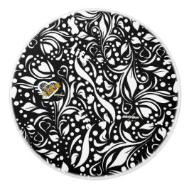 Life Zitat Black Paisley Knob von Adiela Akoo Keramikknauf