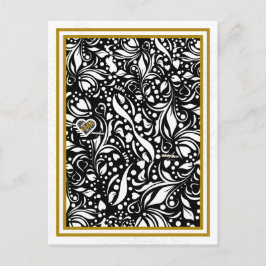 Life Zitat Black Paisley Postcard - Adiela Akoo Postkarte