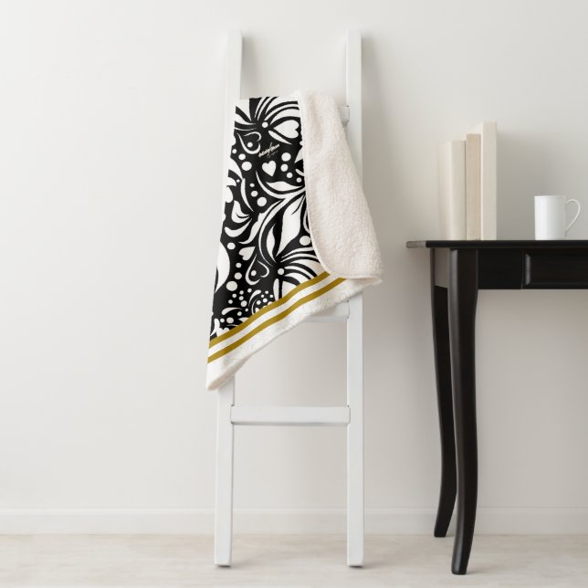 Life Zitat Black Sherpa Blanket von Adiela Akoo Sherpadecke (Beispiel)