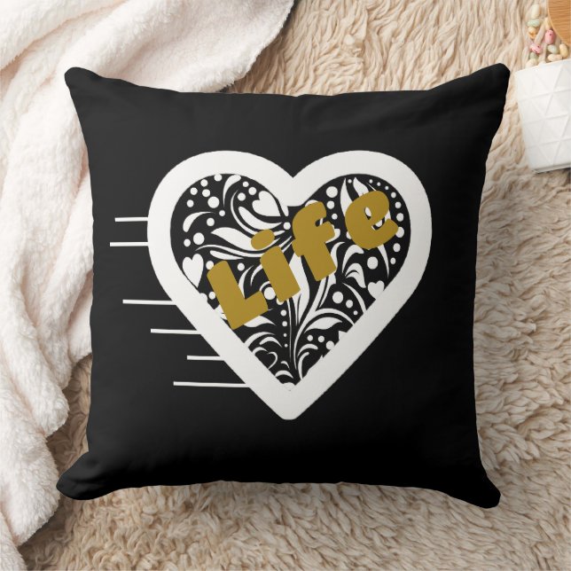 Life Zitat Black Throw Kissen von Poet Adiela Akoo (Decke)