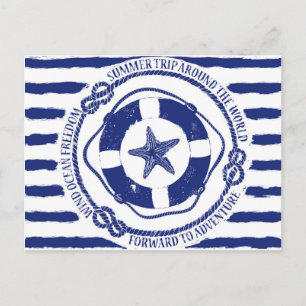 Lifebuoy And Starfish Postkarte