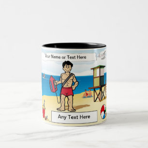 Lifeguard - Männlicher Cartoon von PrintedPerfecti Zweifarbige Tasse