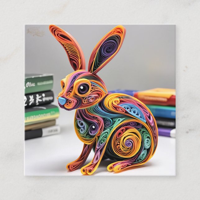 Lifelike Beautiful Paper Quilling Rabbit Telefonnummerkarte (Vorderseite)